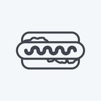 Hot Dog Icon in trendy line style isolated on soft blue background vector