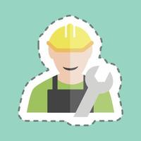 Engineer Sticker in trendy line cut isolated on blue background vector