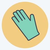 Gardening Gloves Icon in trendy color mate style isolated on soft blue background vector