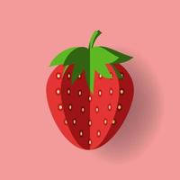 Strawberry vector paper cut style illustration