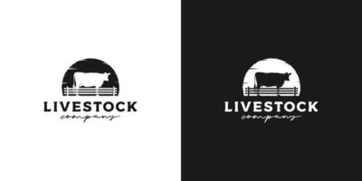 rustic Retro Vintage Angus Cattle Livestock. emblem badge stamp sticker silhouette logo design vector