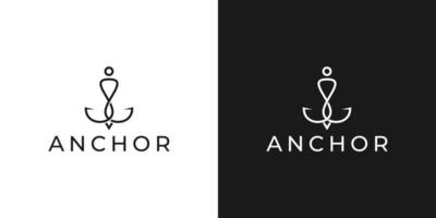 simple minimalist anchor logo design template with white color