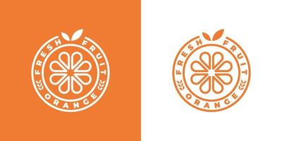 emblema, insignia, sello, pegatina diseño de logotipo naranja vector