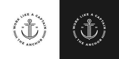 hipster vintage retro grunge anchor line art logo design template vector