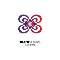 plantilla de diseño de logotipo en forma de línea de mariposa vector