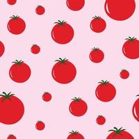 Red tomatoes on a pink background seamless pattern for print, wallpaper, textile vector illustration