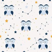 Seamless pattern owls Vector illustration for cards, wallpapers, albums, scraps, gift wrap, textile fabrics, clothing