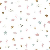 Baby seamless pattern flowers and clouds Used for printing, wallpaper, textiles, children clothing vector