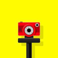 Red camera with tripod illustration vector