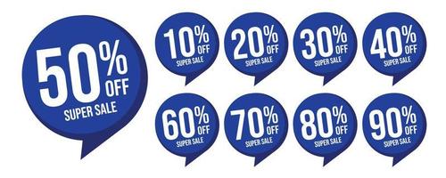 Discount tags template design for sale banner set blue vector
