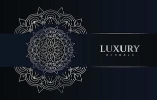 Decorative white mandala pattern. Mandala pattern with metallic white color. Mandala ornament on a dark blue background. Luxurious mandala vector. vector