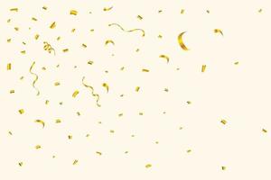 Golden confetti explosion isolated on an off-white background. Golden party tinsel and confetti falling. Festival elements. Confetti vector for carnival background. Anniversary celebration.