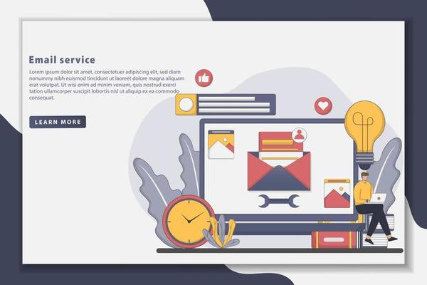 Flat style design Email service landing page concept