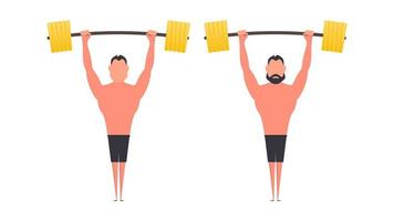 The athlete raises the barbell. Strong man. Athlete. Isolated. Vector. vector