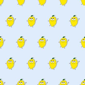 Lemon seamless pattern in flat style. Lemon sticker. Suitable for backgrounds, postcards, and wrapping paper. Vector. vector