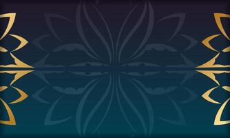 Golden floral pattern on dark blue background vector