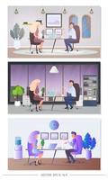 Interview in the office. Business meeting, hiring, dialogue. Vector illustration.