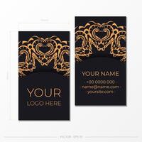 Business card template with gold and black design vector