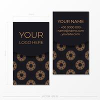 Business card template with gold and black pattern vector