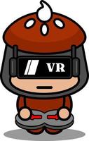 vector cartoon character mascot costume food cute pie playing virtual reality game