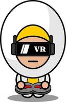 vector cartoon character mascot costume cute boiled egg food playing virtual reality game