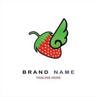 wings strawberry fruit logo with  designs vector for brand or company and other
