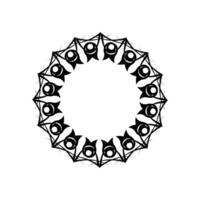 Vintage mandala black white round ornament. Isolated element for design and coloring on a white background. vector