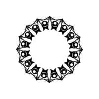 Vintage mandala black white round ornament. Isolated element for design and coloring on a white background. vector