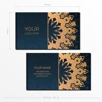 Blue Business Cards Template. Decorative business card ornaments, oriental pattern, illustration. Ready to print, meet the printing needs vector