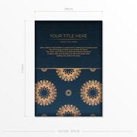 Dark blue invitation card template with Indian ornament. Elegant and classic elements ready for print and typography. illustration. vector