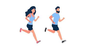 Set of running people. The guy and the girl are running. Isolated. Vector. vector