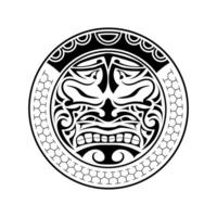 Polynesian tattoo design mask. Frightening masks in the Polynesian native ornament. Isolated vector illustration