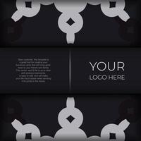 Luxurious postcard design with silver abstract vintage ornaments. Can be used as background and wallpaper. Elegant and classic vector elements are great for decoration.