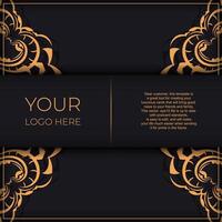 Black luxury postcard design with vintage Indian ornament. Can be used as background and wallpaper. Elegant and classic vector elements ready for print and typography.