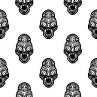 A black and white pattern with a skull vector