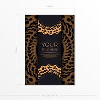 Dark black gold postcard template with white Indian mandala ornament. Elegant and classic elements ready for print and typography. vector