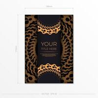 Dark black gold postcard template with white Indian mandala ornament. Elegant and classic vector elements ready for print and typography.