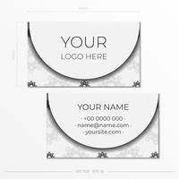 White luxury business cards template with decorative ornaments business cards, oriental pattern, illustration. vector