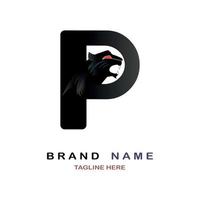 P logo black panthers design vector for brand or company and other