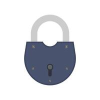 Old padlock in flat style. Antique padlock is isolated on a white background. . vector