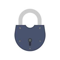 Old padlock in flat style. Antique padlock is isolated on a white background. Vector. vector