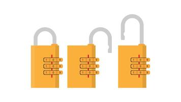 Padlock with code. Padlock for doors, safes and suitcases. Flat style. Vector. vector