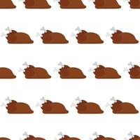 Seamless pattern Carcass of fried meat. Fried chicken or turkey icon. Flat style. . vector