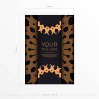 Dark postcard design with abstract vintage mandala ornament. Can be used as background and wallpaper. Elegant and classic vector elements ready for print and typography.