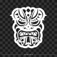 Totem in the shape of a face made of patterns. The contour of the face or mask of a warrior. For T-shirts and prints. vector