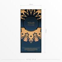 Dark blue invitation card template with Indian ornament. Elegant and classic elements ready for print and typography. illustration. vector