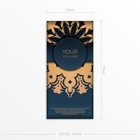 Dark blue invitation card template with Indian ornament. Elegant and classic elements ready for print and typography. Vector illustration.