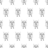 Owl brown color geometric seamless pattern on white background. vector