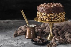 Vista frontal delicioso concepto de pastel de chocolate foto