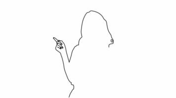 Continuous line, young woman pointing video